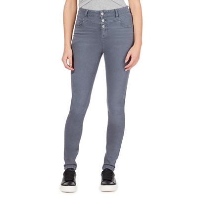 Grey 'Carly' high-waisted skinny jeans